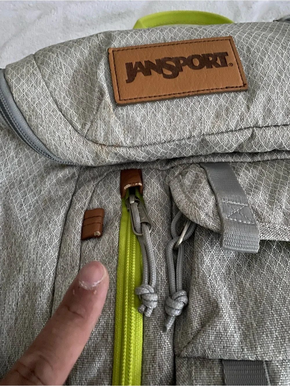 RARE! Jansport Light Gray Backpack with Neon Yellow Accents RARE!